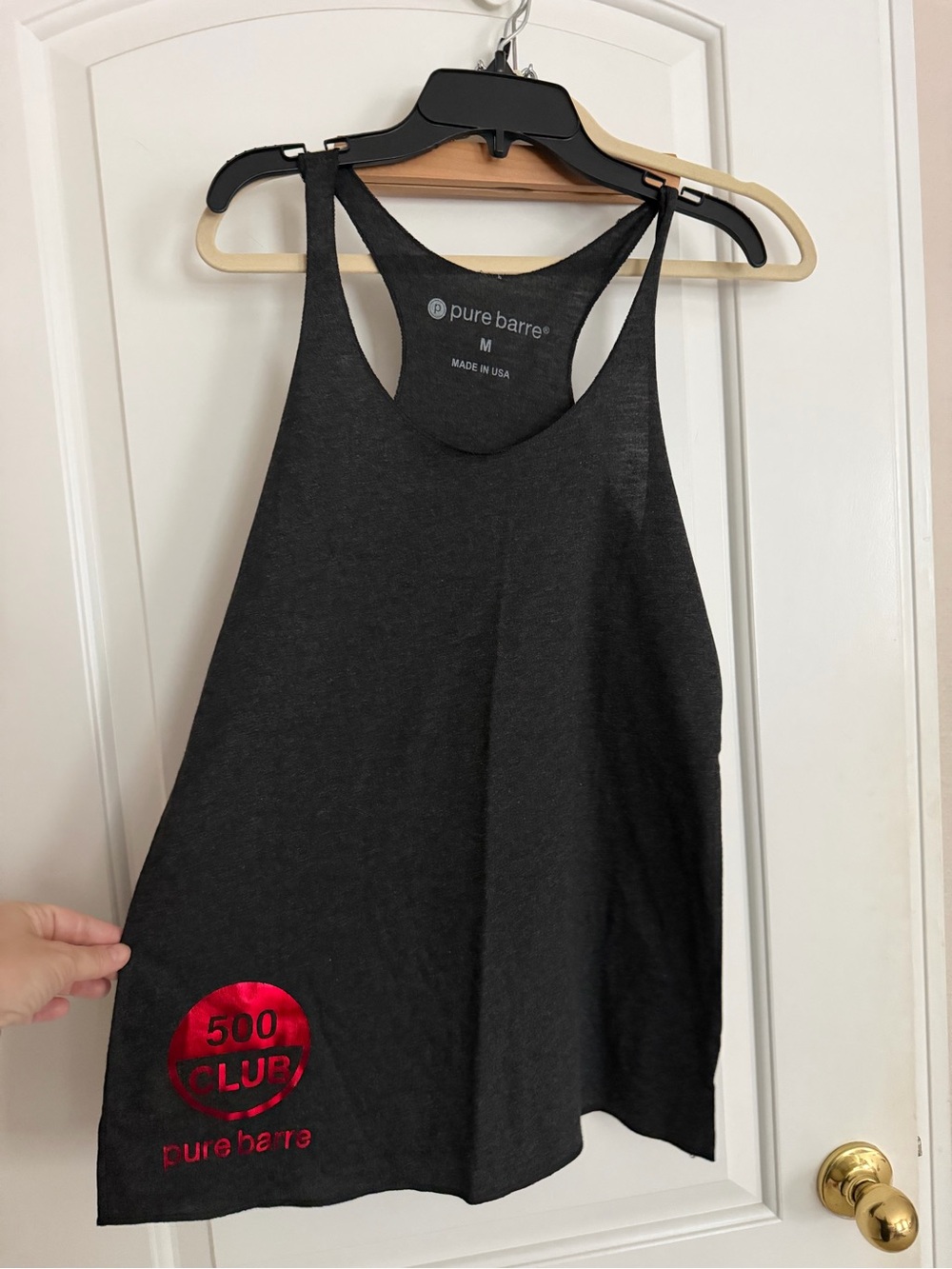 NWT old style milestone pure barre tank top 500 club red gray
